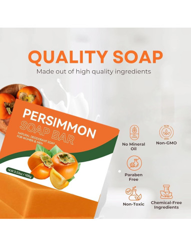 Jabón de Persimón Natural Hidratante - 2 Pcs 100g Cada Uno