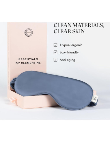 Máscara de Sueño Clementine Azul Laguna con Seda de Bambú