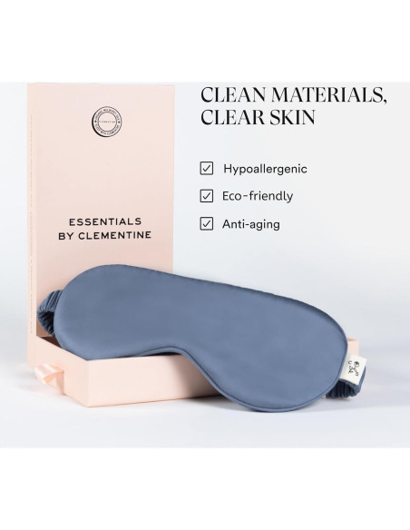 Máscara de Sueño Clementine Azul Laguna con Seda de Bambú
