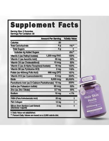Gomitas de Biotina Allura 6000mcg para Cabello, Piel y Uñas