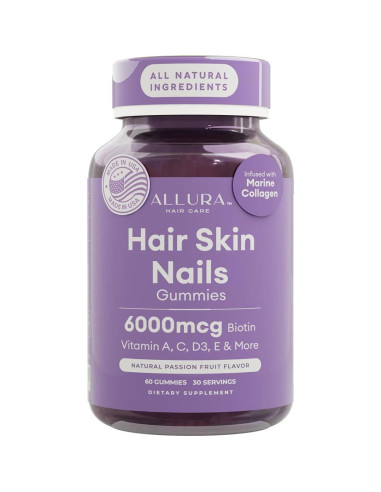 Gomitas de Biotina Allura 6000mcg para Cabello, Piel y Uñas