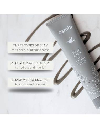 Limpiador Facial Natural Osmia Purely Gentle 75 ml - Arcilla y Aloe