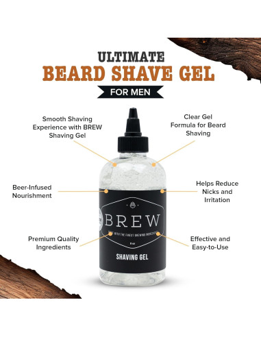 Gel de Afeitar Transparente Brew Grooming 226 g - Suave y Nutritivo