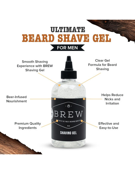 Gel de Afeitar Transparente Brew Grooming 226 g - Suave y Nutritivo