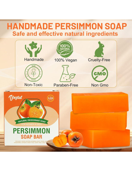 Set de 3 Jabones de Persimón URZTUL 100g - Desodorante Natural