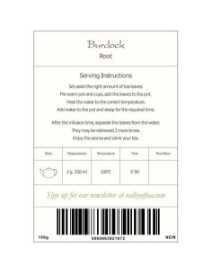 Té de raíz de bardana orgánico Valle del Té 100g 2