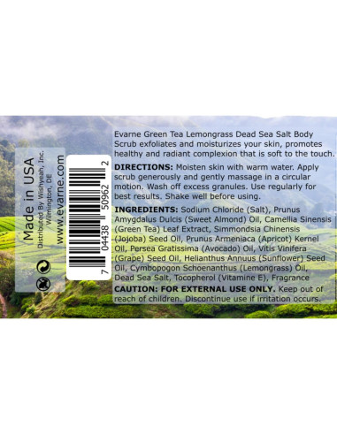 Exfoliante Corporal Evarne Sal del Mar Muerto 363g Té Verde