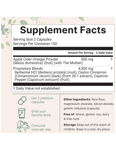 Cápsulas de Vinagre de Sidra de Manzana Micro Ingredients 300u