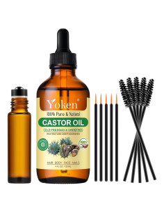 Aceite de Ricino Orgánico Yoken 118ml - Prensado en Frío, EWG Verificado