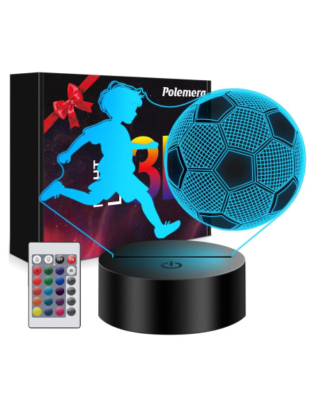 Lámpara 3D de Fútbol Polemera - Regalo para Niños 16x20cm
