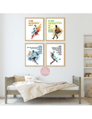 Conjunto de 6 Pósters Motivacionales de Fútbol para Niños - 20.32x25.4 cm