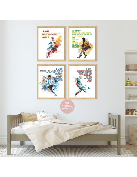 Conjunto de 6 Pósters Motivacionales de Fútbol para Niños - 20.32x25.4 cm