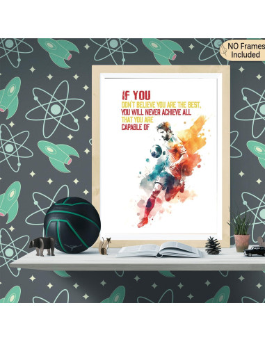 Conjunto de 6 Pósters Motivacionales de Fútbol para Niños - 20.32x25.4 cm