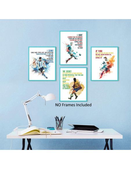 Conjunto de 6 Pósters Motivacionales de Fútbol para Niños - 20.32x25.4 cm