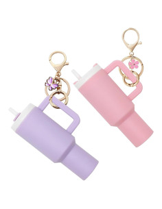 Juego de 2 llaveros mini vaso TOS en púrpura-rosa