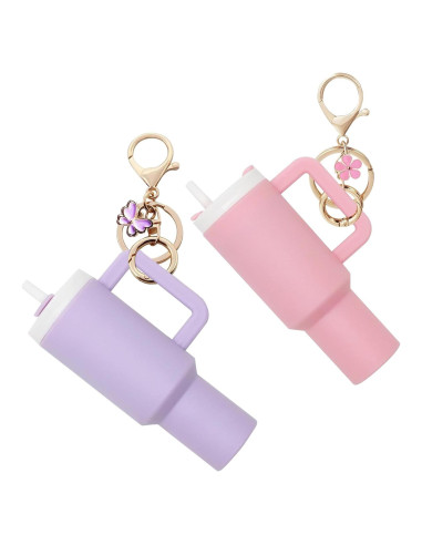 Juego de 2 llaveros mini vaso TOS en púrpura-rosa