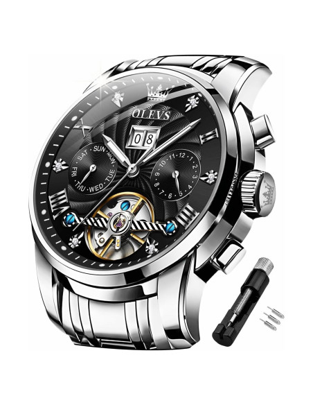Reloj Automático OLEVS G9910 para Hombres con Tourbillon y Diamantes