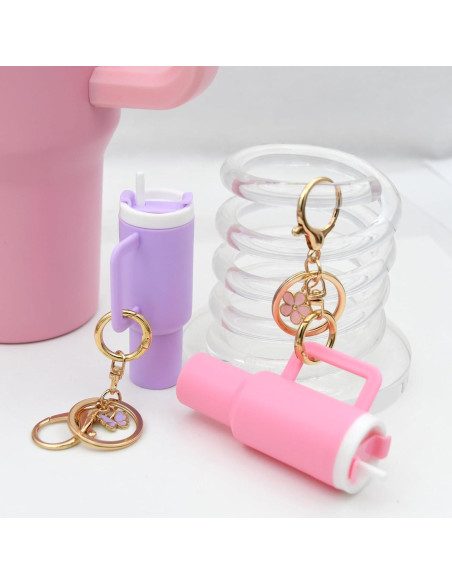 Juego de 2 llaveros mini vaso TOS en púrpura-rosa