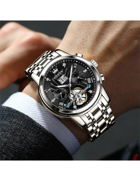 Reloj Automático OLEVS G9910 para Hombres con Tourbillon y Diamantes