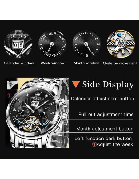 Reloj Automático OLEVS G9910 para Hombres con Tourbillon y Diamantes