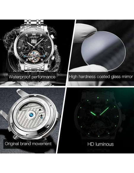Reloj Automático OLEVS G9910 para Hombres con Tourbillon y Diamantes