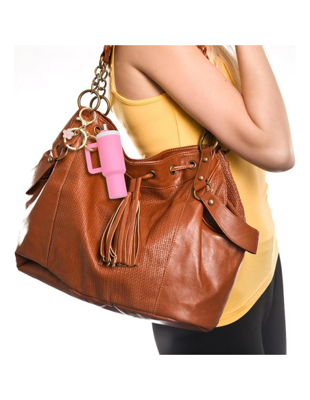 Juego de 2 llaveros mini vaso TOS en púrpura-rosa