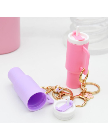 Juego de 2 llaveros mini vaso TOS en púrpura-rosa