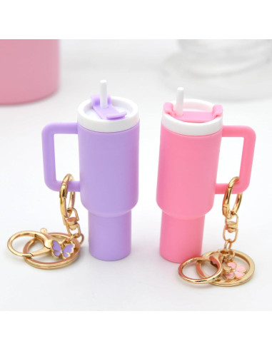 Juego de 2 llaveros mini vaso TOS en púrpura-rosa