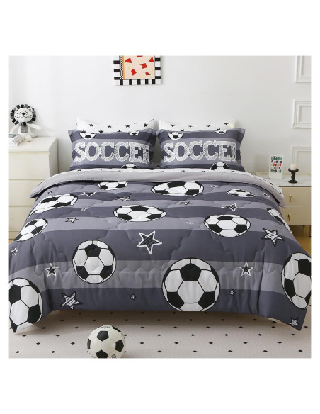 Conjunto de Edredón Individual Gusuhome 7 Piezas Fútbol 3D