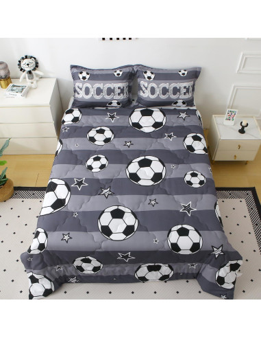 Conjunto de Edredón Individual Gusuhome 7 Piezas Fútbol 3D
