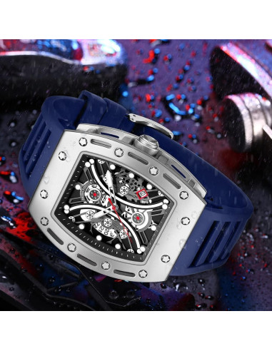 Reloj de Pulsera Hombre YUNSML Cronógrafo Azul 48mm