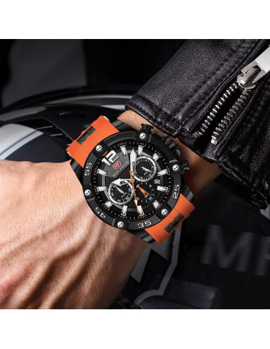 Reloj deportivo militar AIMES para hombres 47mm naranja