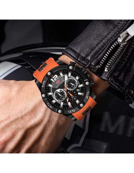 Reloj deportivo militar AIMES para hombres 47mm naranja