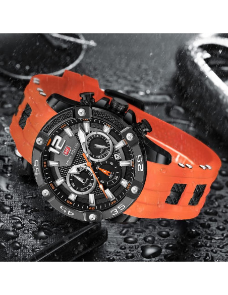 Reloj deportivo militar AIMES para hombres 47mm naranja