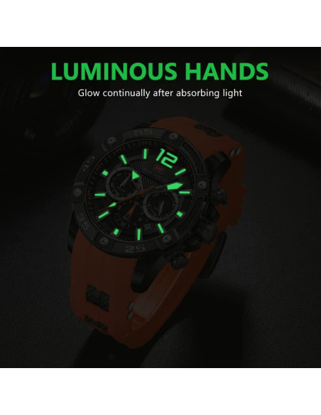 Reloj deportivo militar AIMES para hombres 47mm naranja