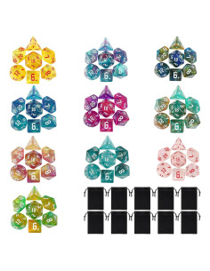 Juego de Dados Poliedricos DND Surhugvy 70 Piezas con 10 Bolsas