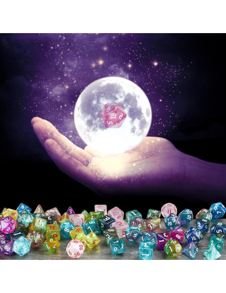Juego de Dados Poliedricos DND Surhugvy 70 Piezas con 10 Bolsas