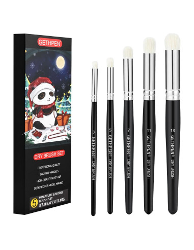 Set de 5 Pinceles Secos GETHPEN para Pintura en Miniatura