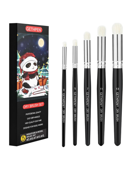Set de 5 Pinceles Secos GETHPEN para Pintura en Miniatura Set de 5 Pinceles Secos GETHPEN para Pintura en Miniatura