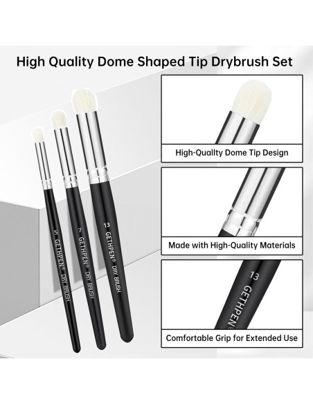 Set de 5 Pinceles Secos GETHPEN para Pintura en Miniatura Set de 5 Pinceles Secos GETHPEN para Pintura en Miniatura
