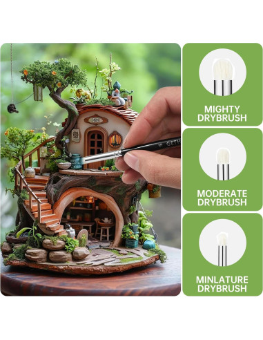 Set de 5 Pinceles Secos GETHPEN para Pintura en Miniatura