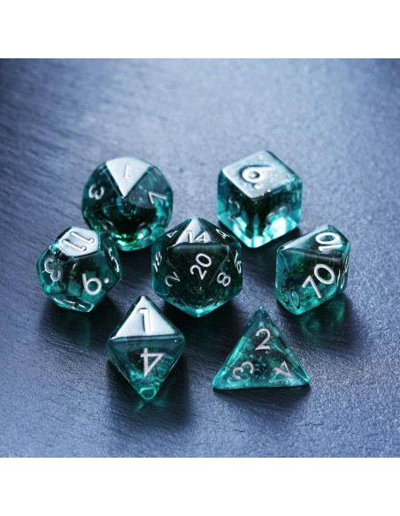 Juego de Dados Poliedricos Soar Forge Musgo Acuamarina D&D