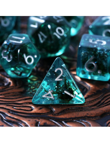 Juego de Dados Poliedricos Soar Forge Musgo Acuamarina D&D