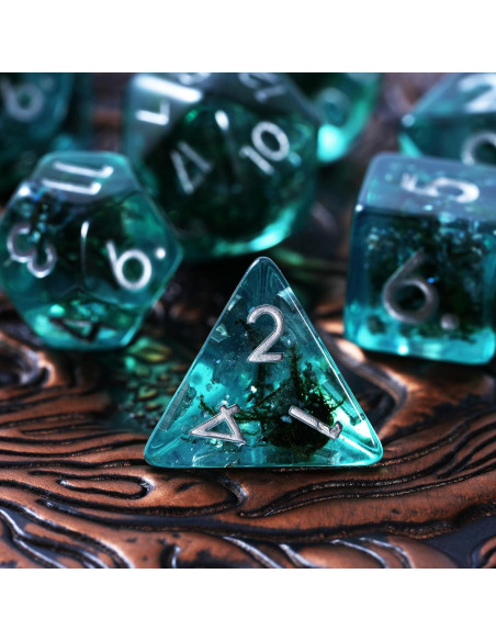 Juego de Dados Poliedricos Soar Forge Musgo Acuamarina D&D