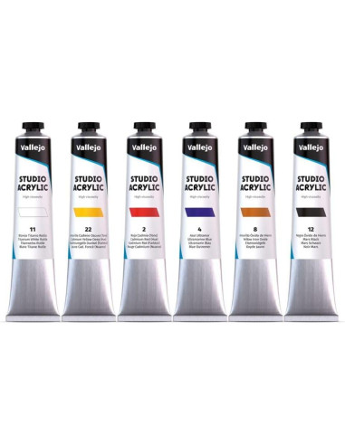 Set de Pintura Acrílica Vallejo 6 Tubos 58 ml Colores Primarios