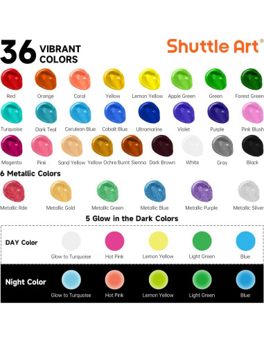 Juego de Pintura Acrílica Exterior Shuttle Art 36 Colores 60ml