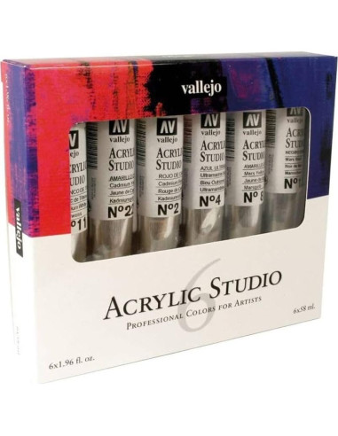 Set de Pintura Acrílica Vallejo 6 Tubos 58 ml Colores Primarios