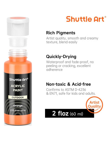 Juego de Pintura Acrílica Exterior Shuttle Art 36 Colores 60ml