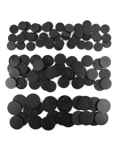 100PCS Bases Redondas Negras 25mm 32mm 40mm + Adhesivo FIGURESLAB