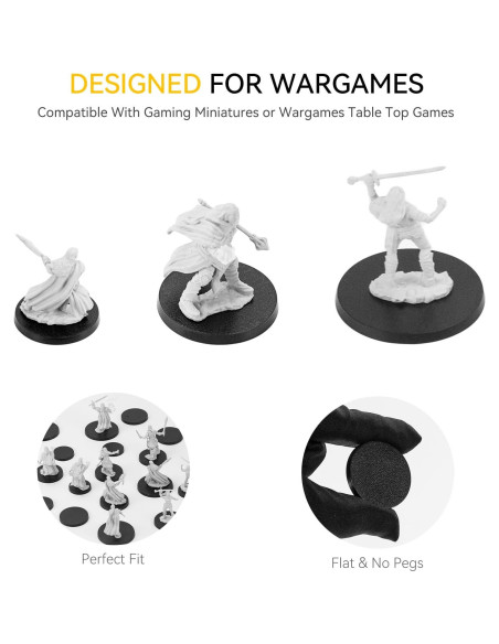 100PCS Bases Redondas Negras 25mm 32mm 40mm + Adhesivo FIGURESLAB